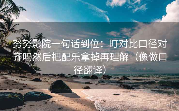 努努影院一句话到位：盯对比口径对齐吗然后把配乐拿掉再理解（像做口径翻译）