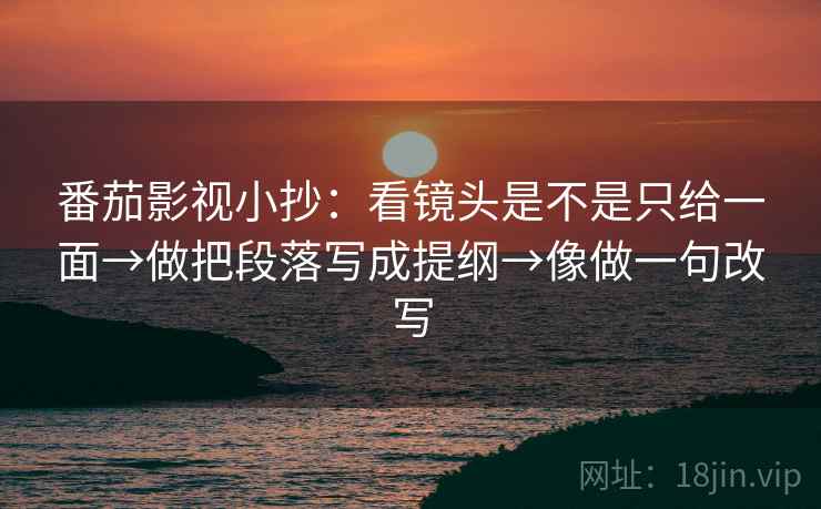 番茄影视小抄：看镜头是不是只给一面→做把段落写成提纲→像做一句改写  第2张
